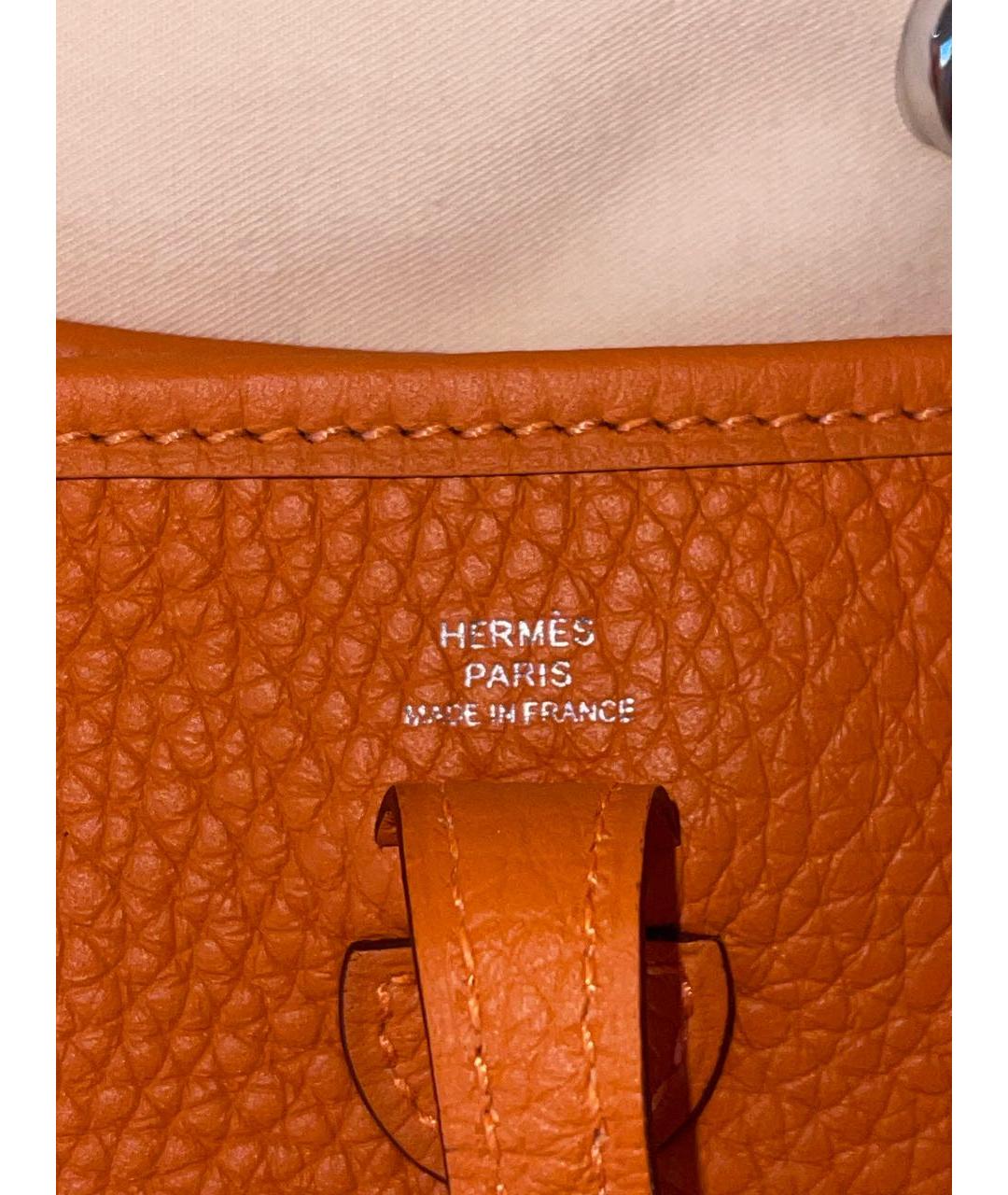 HERMES Оранжевая кожаная сумка через плечо, фото 5