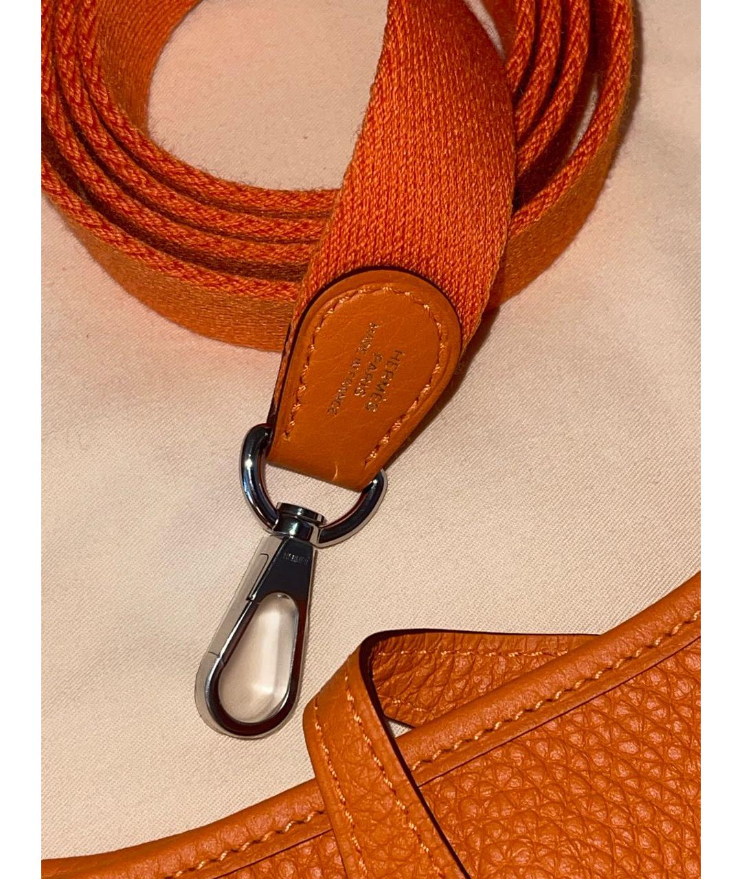 HERMES Оранжевая кожаная сумка через плечо, фото 7