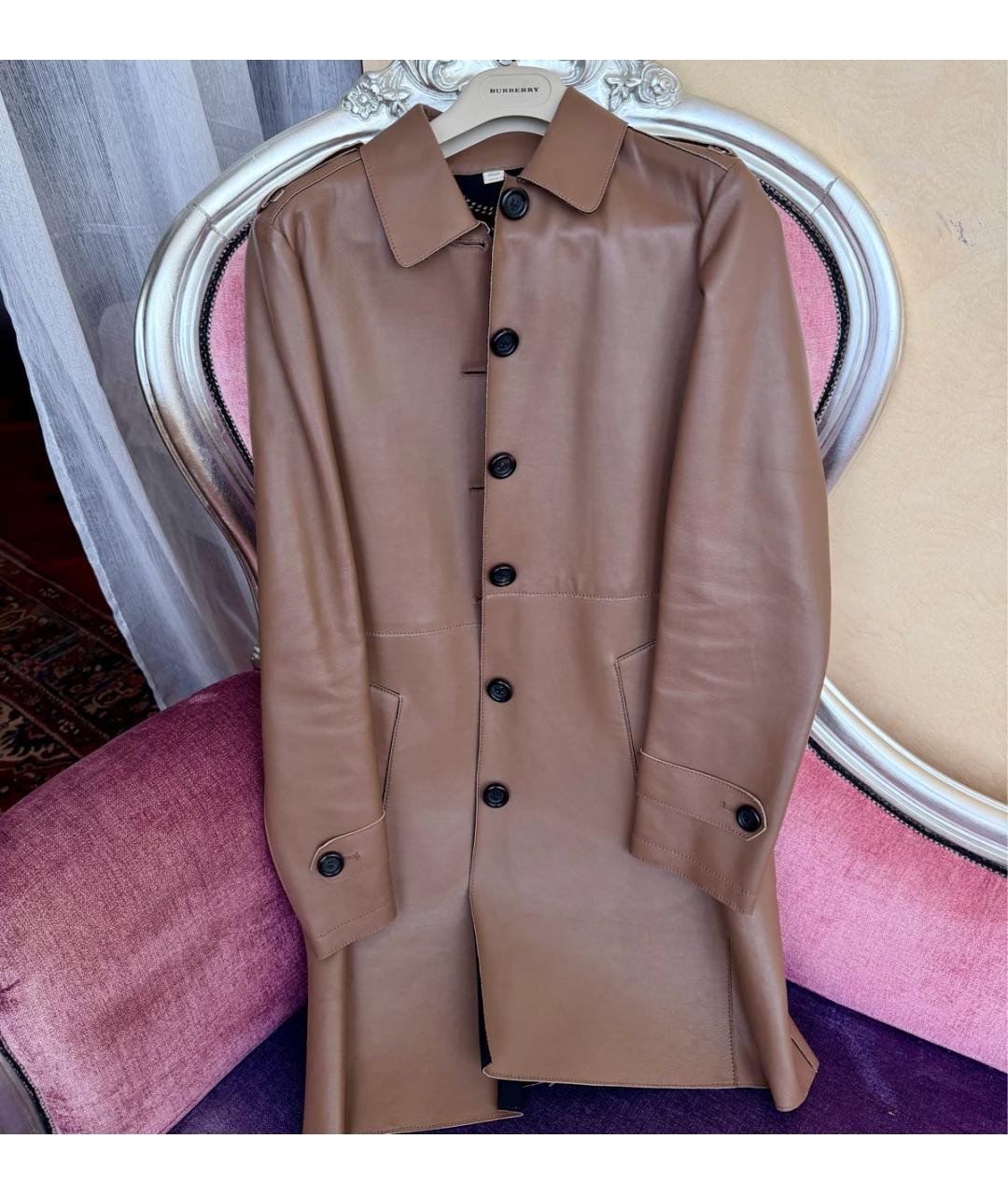 BURBERRY Коричневый кожаный тренч/плащ, фото 8
