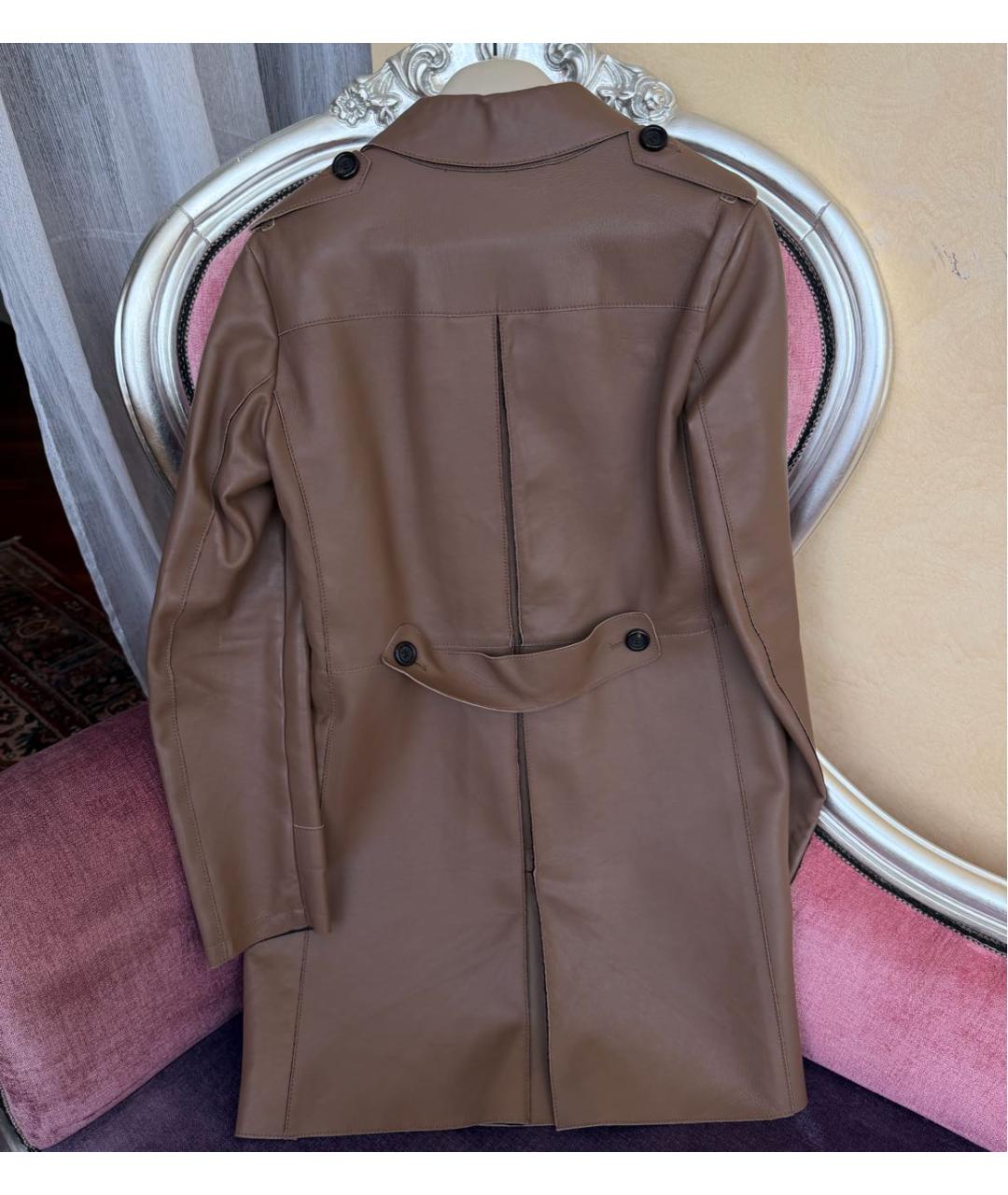 BURBERRY Коричневый кожаный тренч/плащ, фото 2