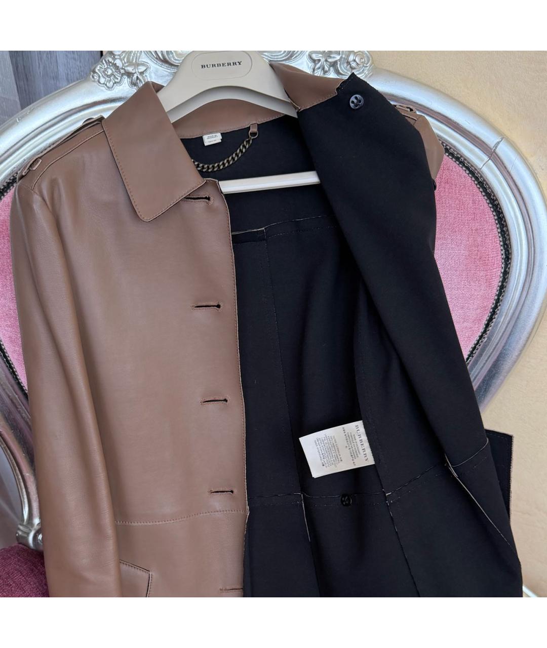 BURBERRY Коричневый кожаный тренч/плащ, фото 7