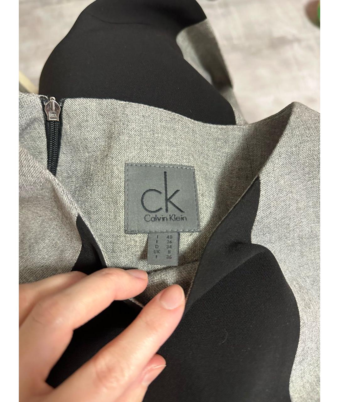 CALVIN KLEIN Серое полиэстеровое повседневное платье, фото 3