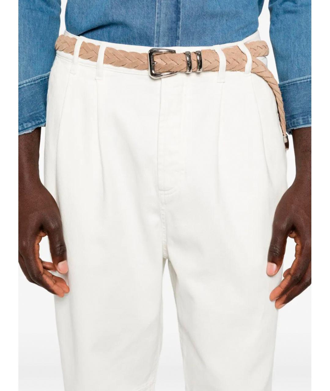 BRUNELLO CUCINELLI Белые хлопковые прямые джинсы, фото 4
