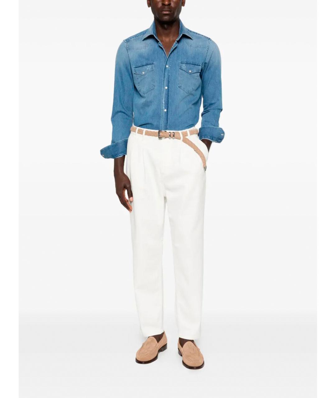 BRUNELLO CUCINELLI Белые хлопковые прямые джинсы, фото 2