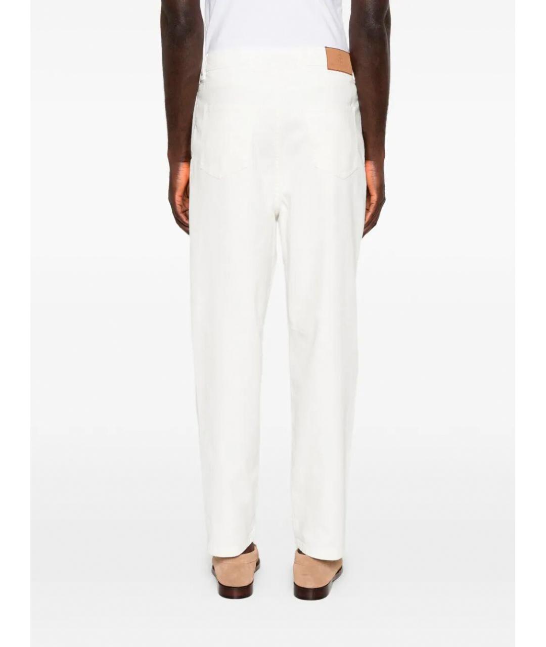 BRUNELLO CUCINELLI Белые хлопковые прямые джинсы, фото 3