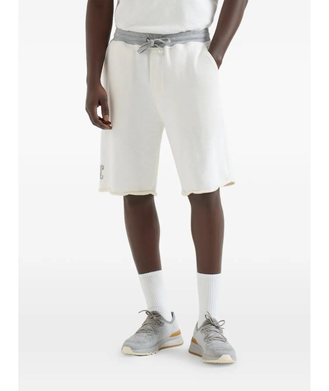 BRUNELLO CUCINELLI Белые хлопковые шорты, фото 6