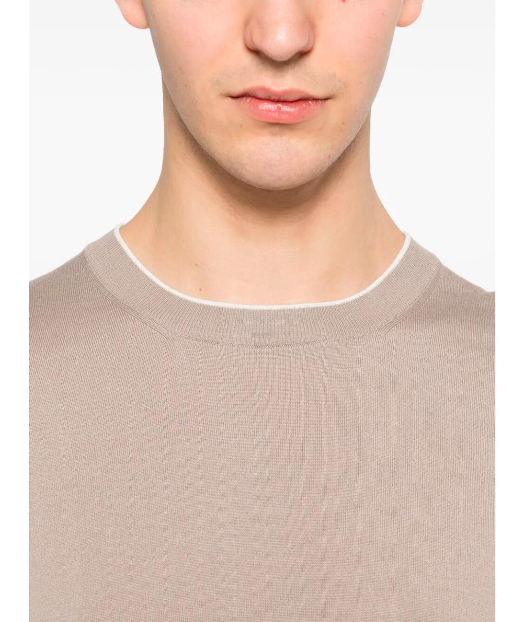 BRUNELLO CUCINELLI Бежевый хлопковый джемпер / свитер, фото 3