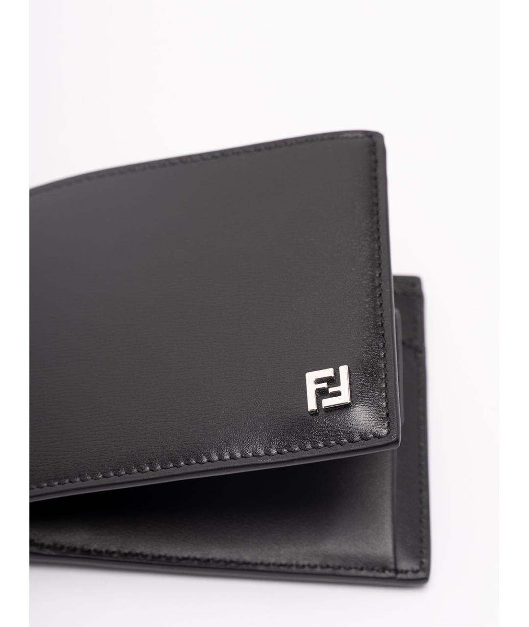 FENDI Черный кожаный кошелек, фото 4