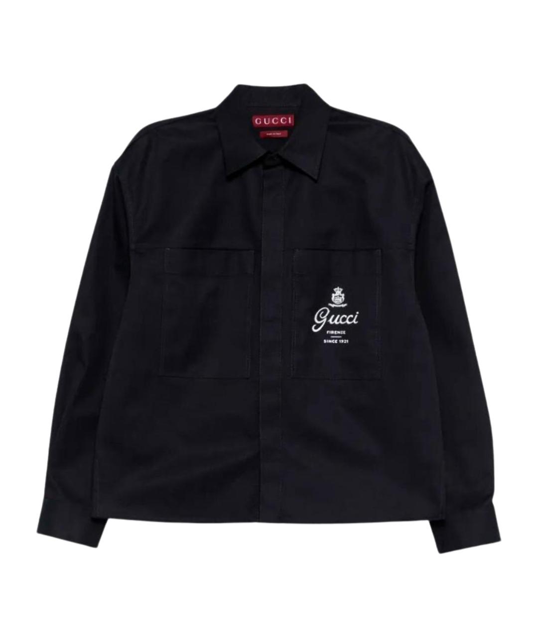 GUCCI Темно-синяя хлопковая кэжуал рубашка, фото 1