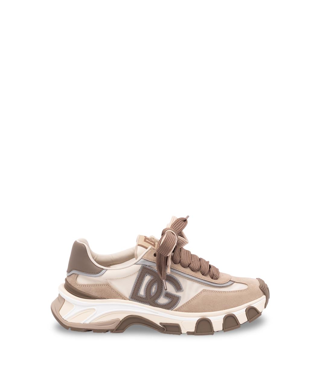 DOLCE&GABBANA Бежевые кожаные низкие кроссовки / кеды, фото 6