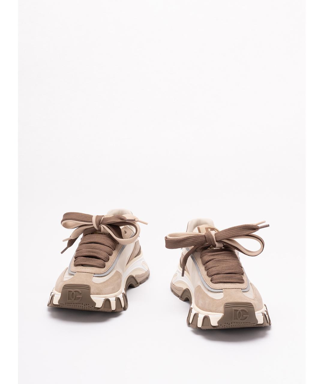 DOLCE&GABBANA Бежевые кожаные низкие кроссовки / кеды, фото 2
