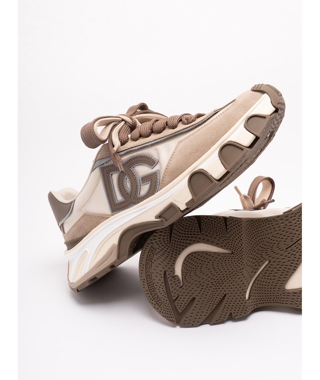 DOLCE&GABBANA Бежевые кожаные низкие кроссовки / кеды, фото 5