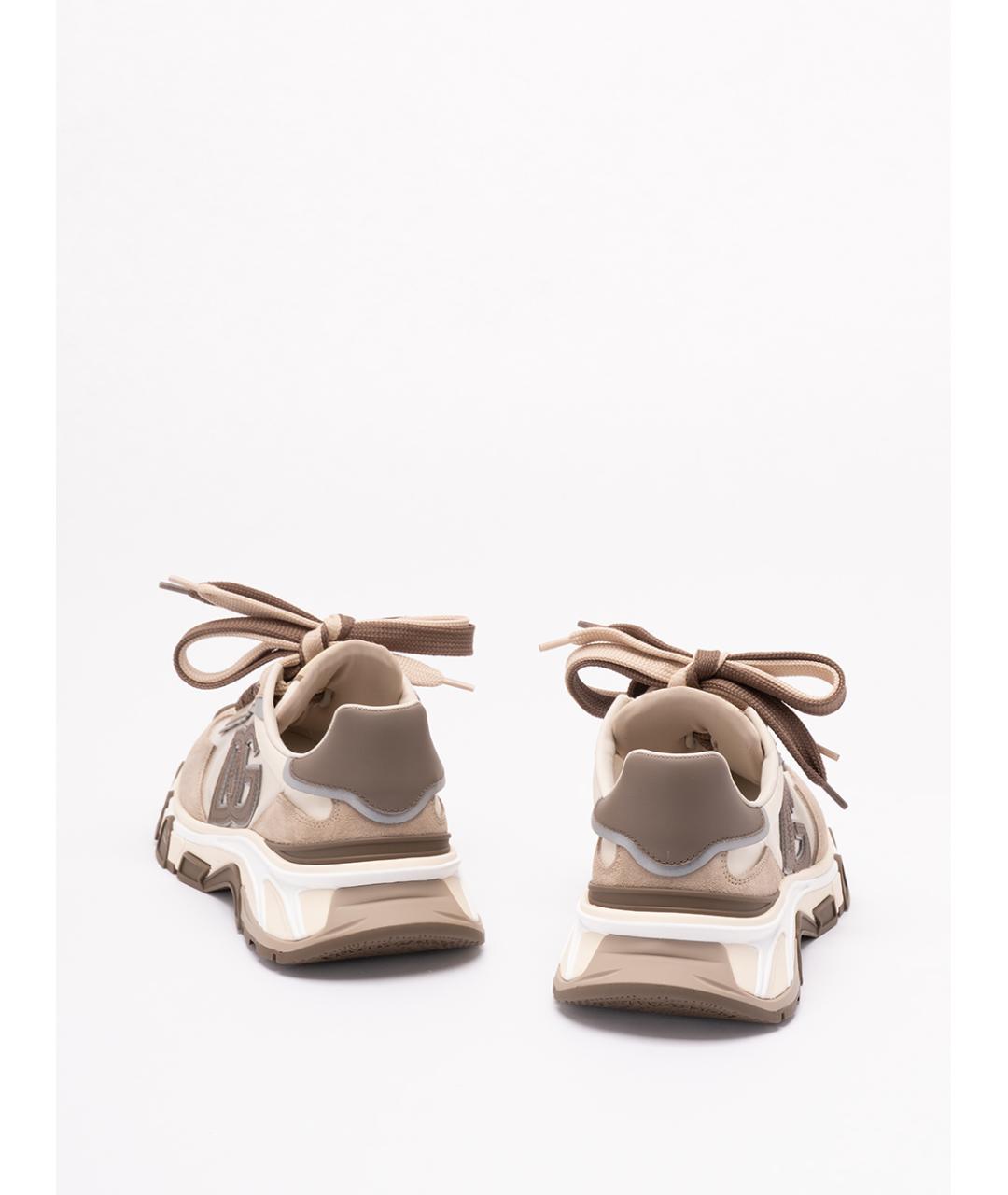 DOLCE&GABBANA Бежевые кожаные низкие кроссовки / кеды, фото 3