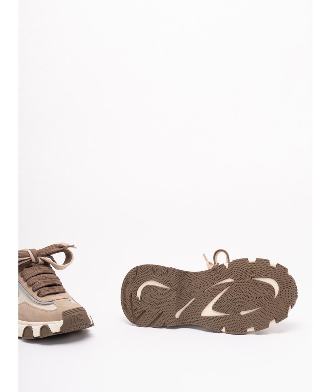 DOLCE&GABBANA Бежевые кожаные низкие кроссовки / кеды, фото 4