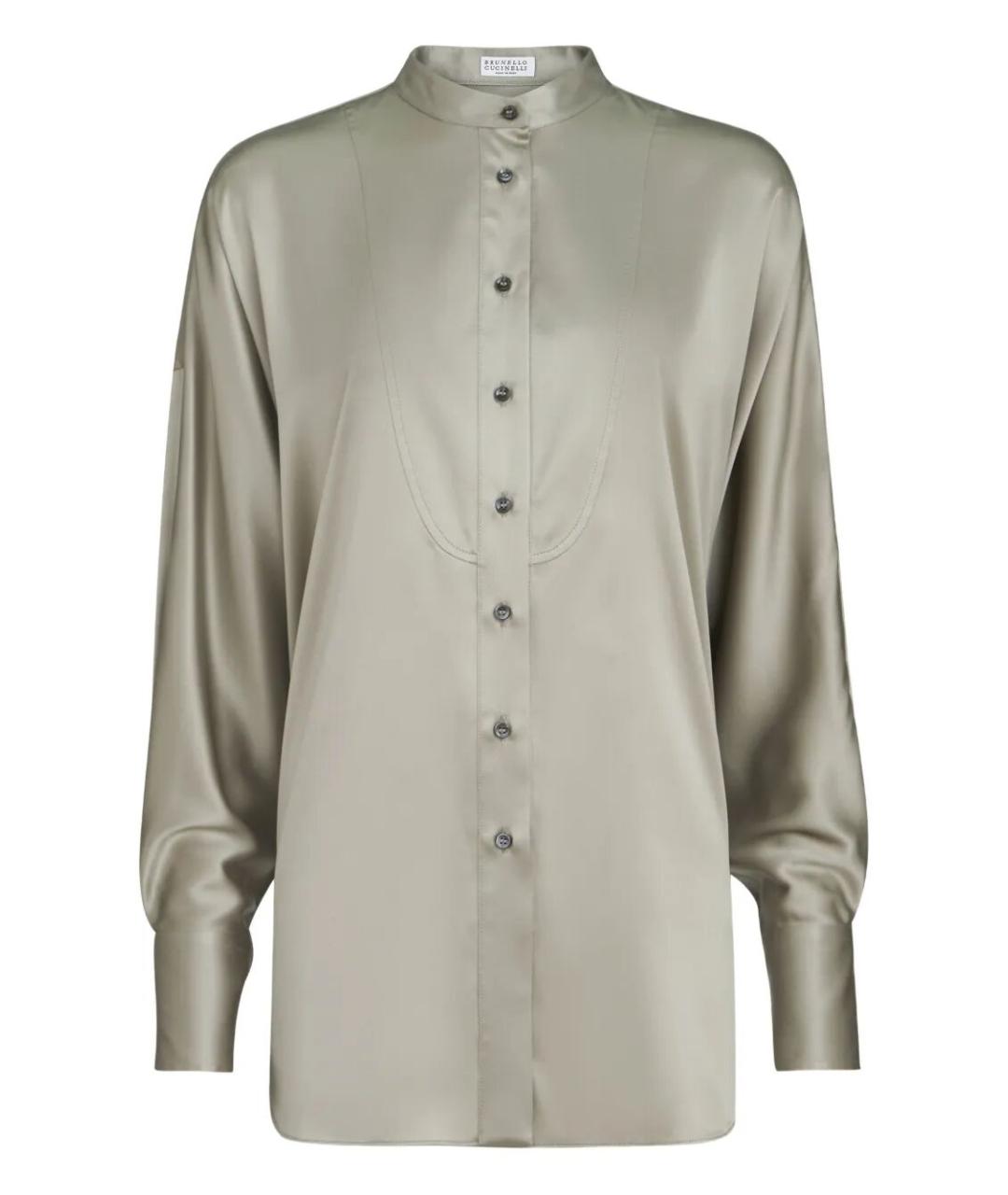 BRUNELLO CUCINELLI Зеленая шелковая рубашка, фото 1
