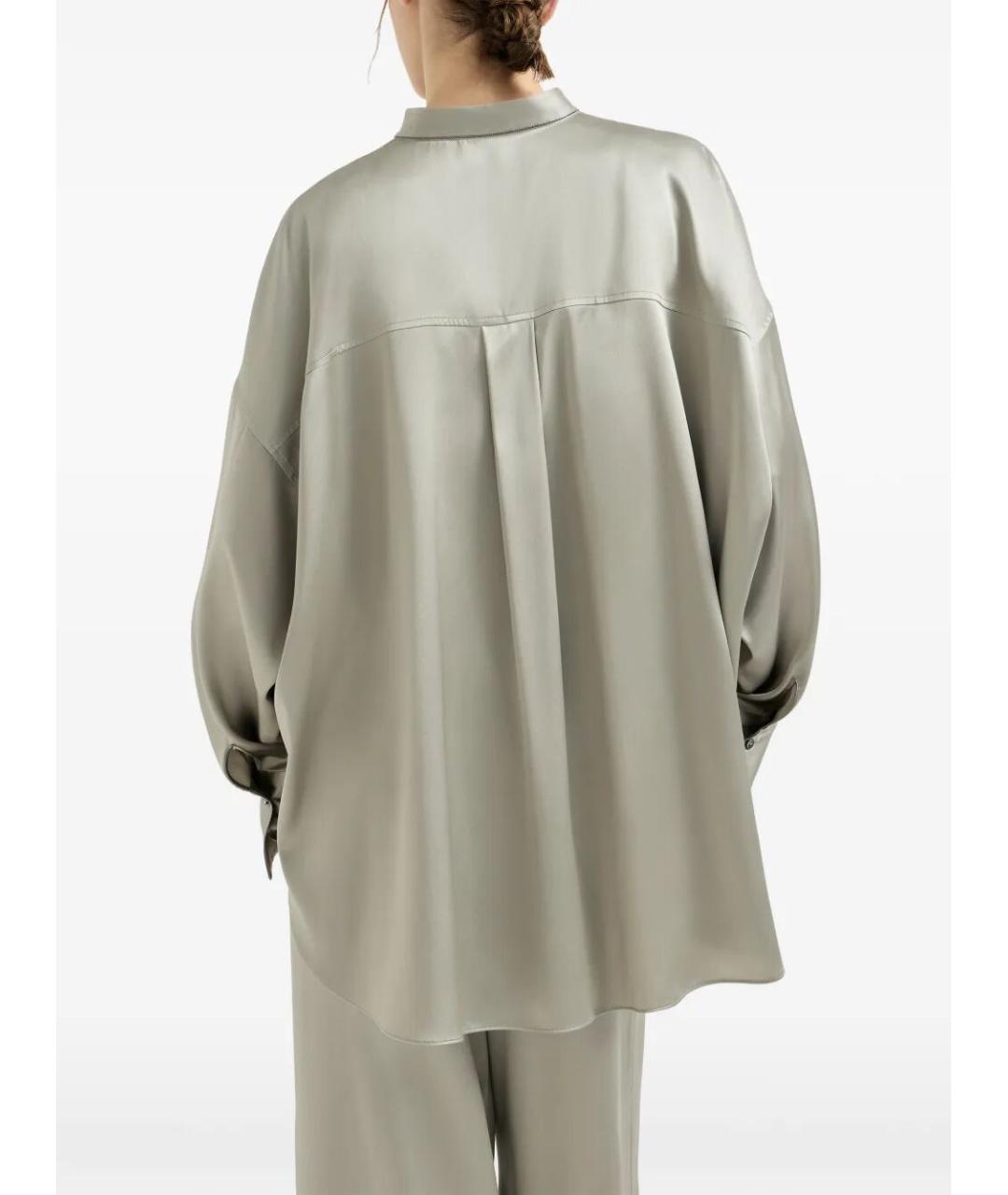 BRUNELLO CUCINELLI Зеленая шелковая рубашка, фото 4