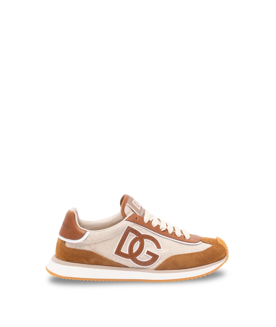 DOLCE&GABBANA Бежевые текстильные низкие кроссовки / кеды, фото 6