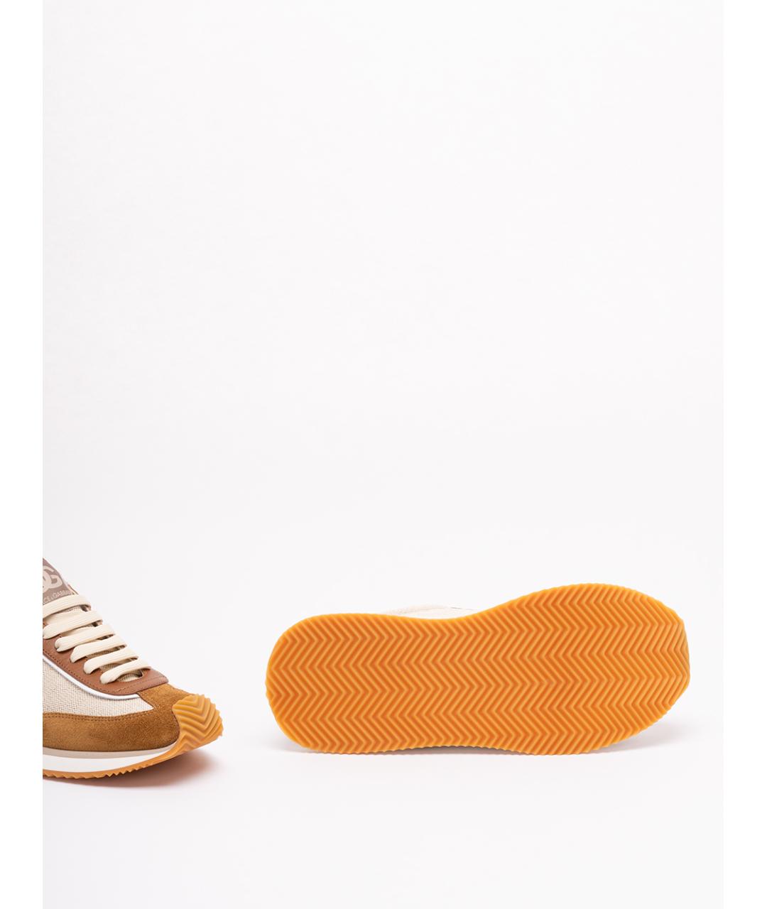 DOLCE&GABBANA Бежевые текстильные низкие кроссовки / кеды, фото 4