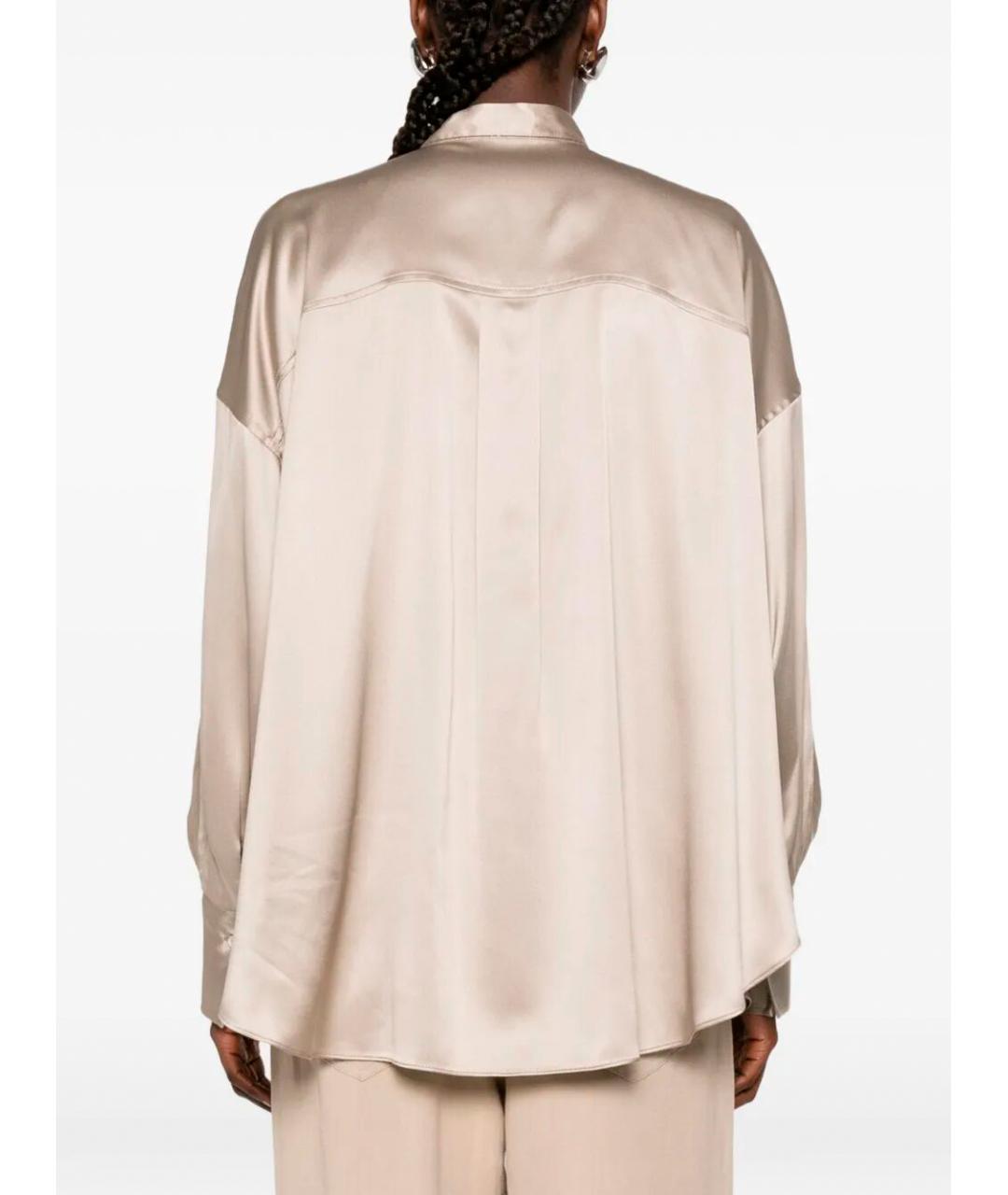 BRUNELLO CUCINELLI Бежевая шелковая рубашка, фото 5