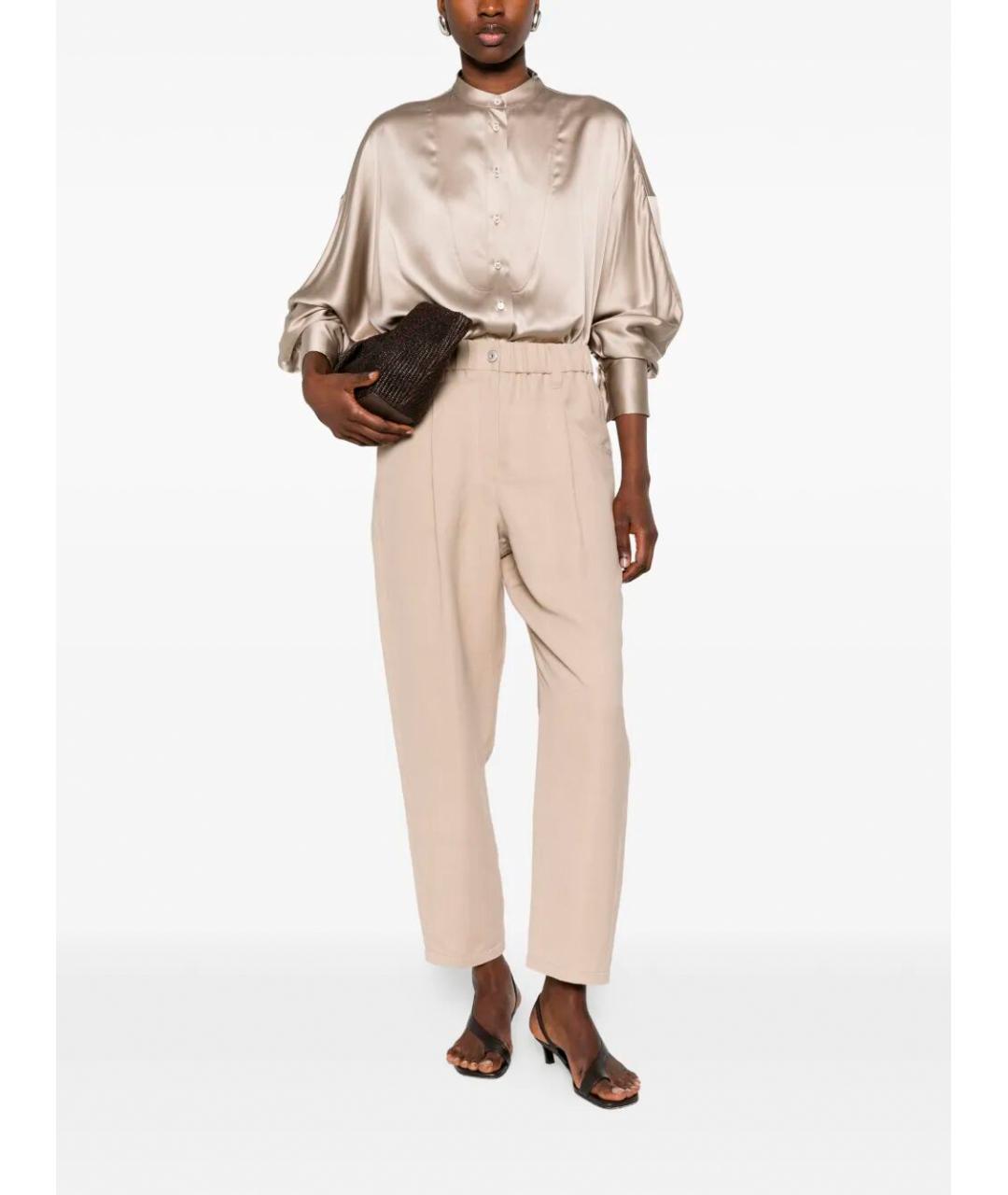 BRUNELLO CUCINELLI Бежевая шелковая рубашка, фото 2