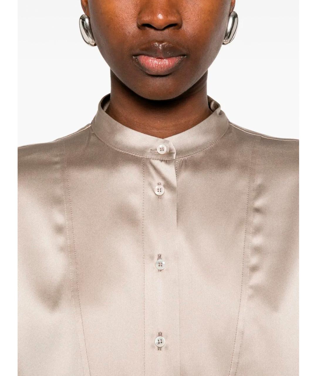 BRUNELLO CUCINELLI Бежевая шелковая рубашка, фото 3