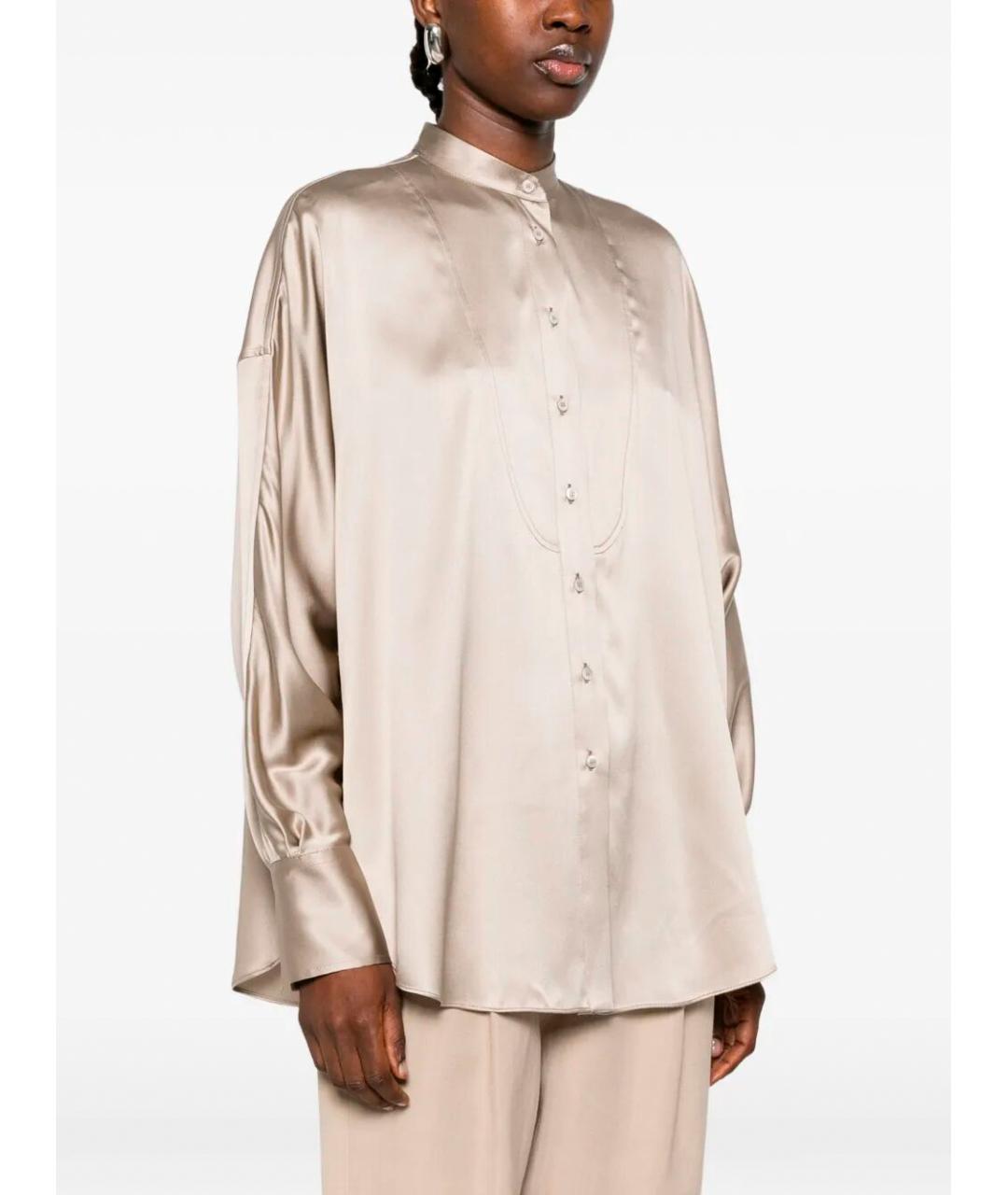 BRUNELLO CUCINELLI Бежевая шелковая рубашка, фото 4