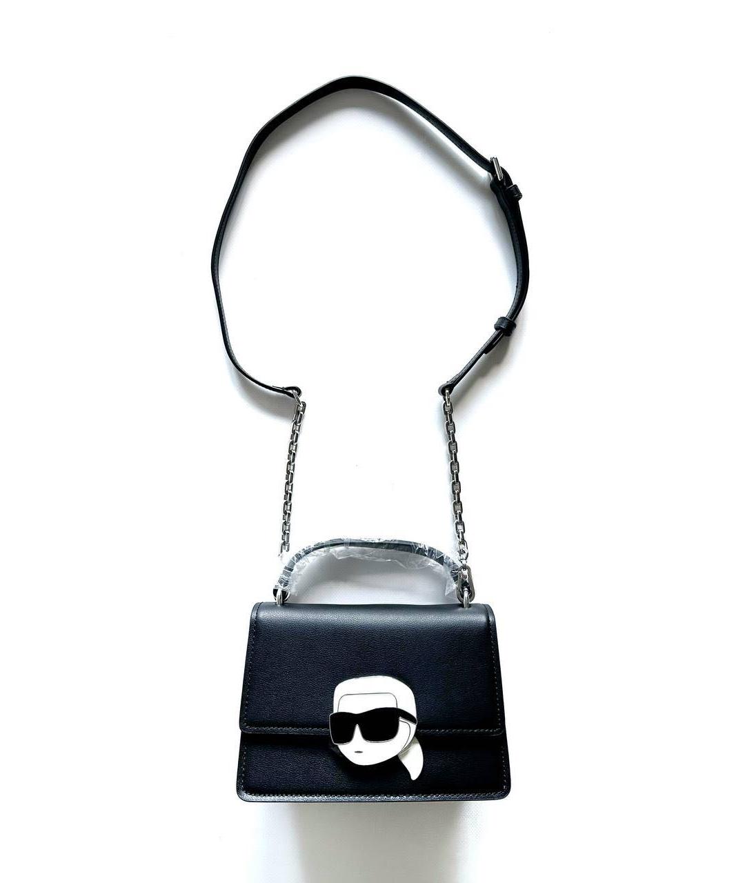 KARL LAGERFELD Черная кожаная сумка через плечо, фото 6