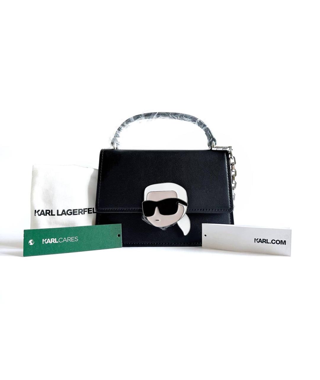 KARL LAGERFELD Черная кожаная сумка через плечо, фото 2