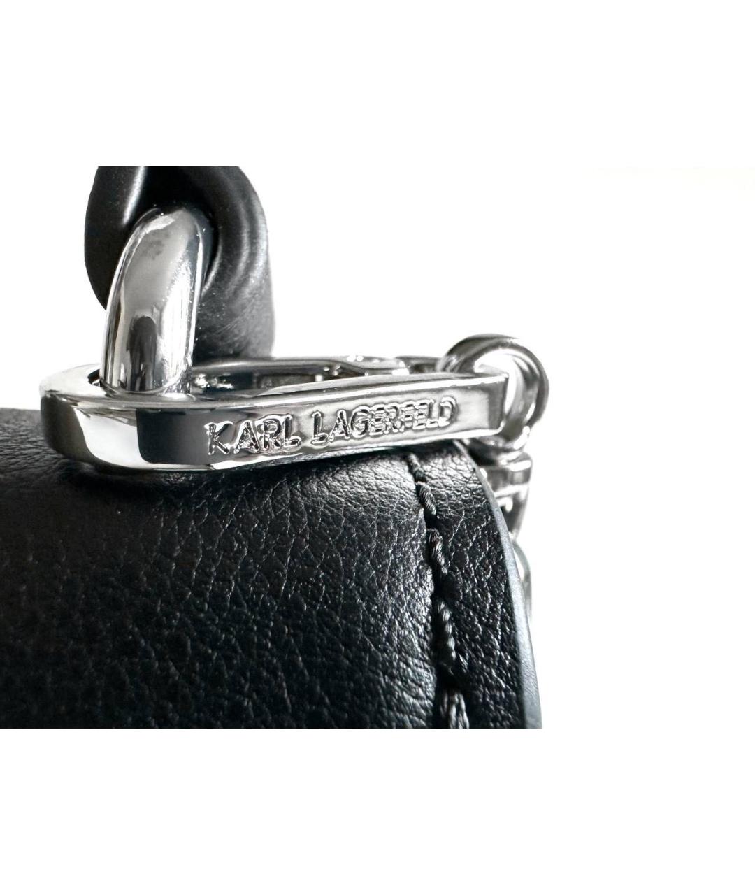 KARL LAGERFELD Черная кожаная сумка через плечо, фото 5