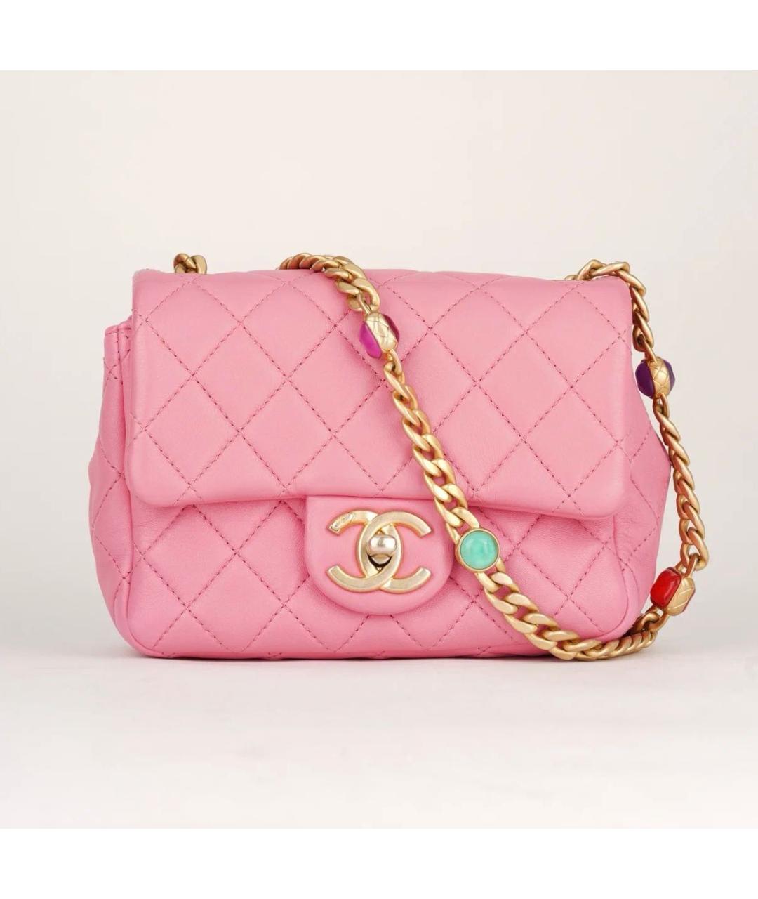 CHANEL Розовая кожаная сумка через плечо, фото 9