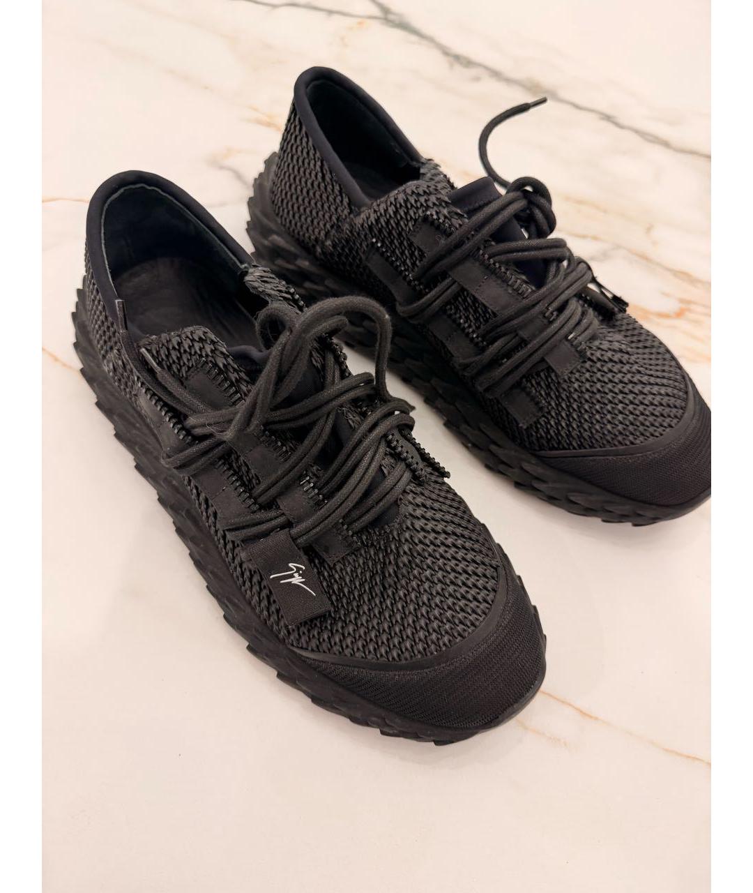 GIUSEPPE ZANOTTI DESIGN Черные кожаные низкие кроссовки / кеды, фото 4