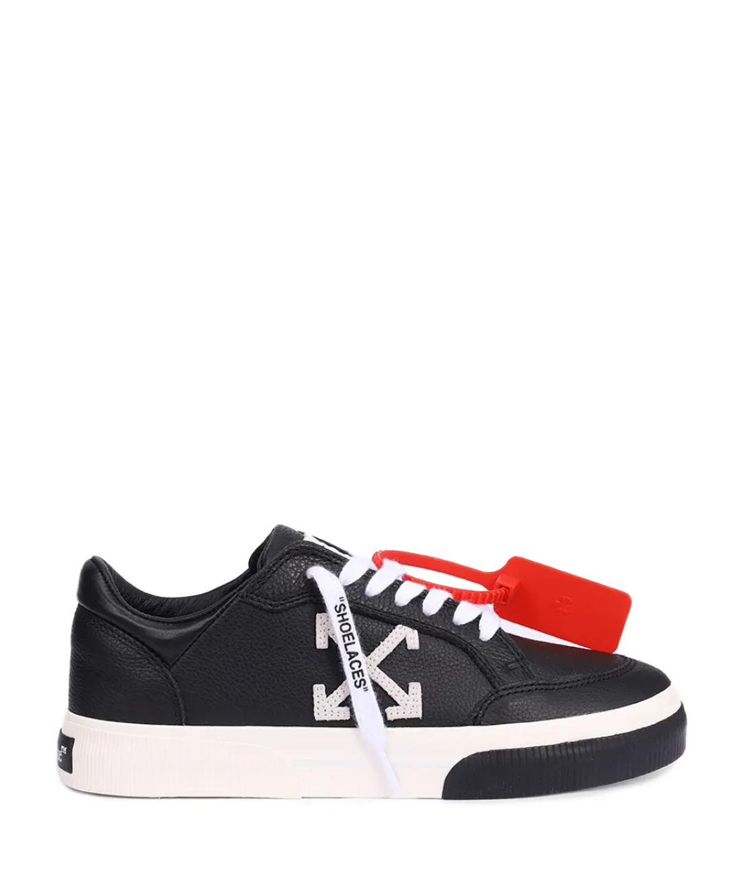 OFF-WHITE Черные кожаные кеды, фото 1