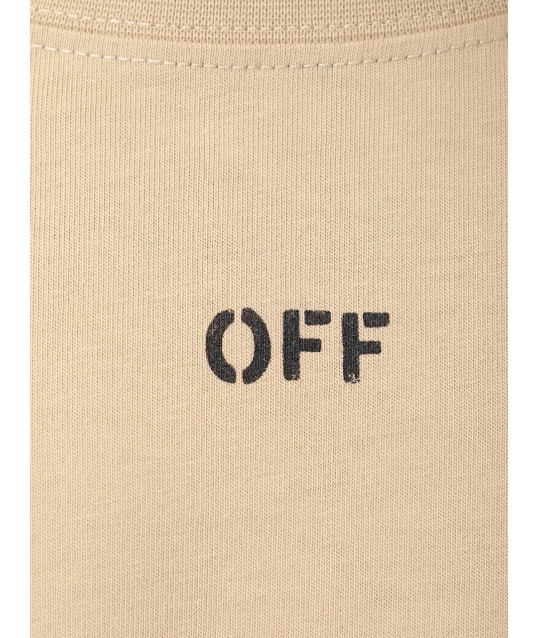 OFF-WHITE Бежевая хлопковая футболка, фото 6