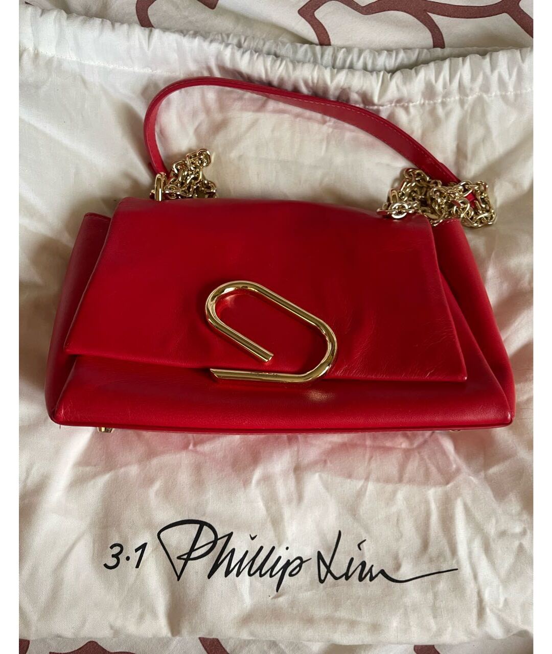 3.1 PHILLIP LIM Красная кожаная сумка тоут, фото 5