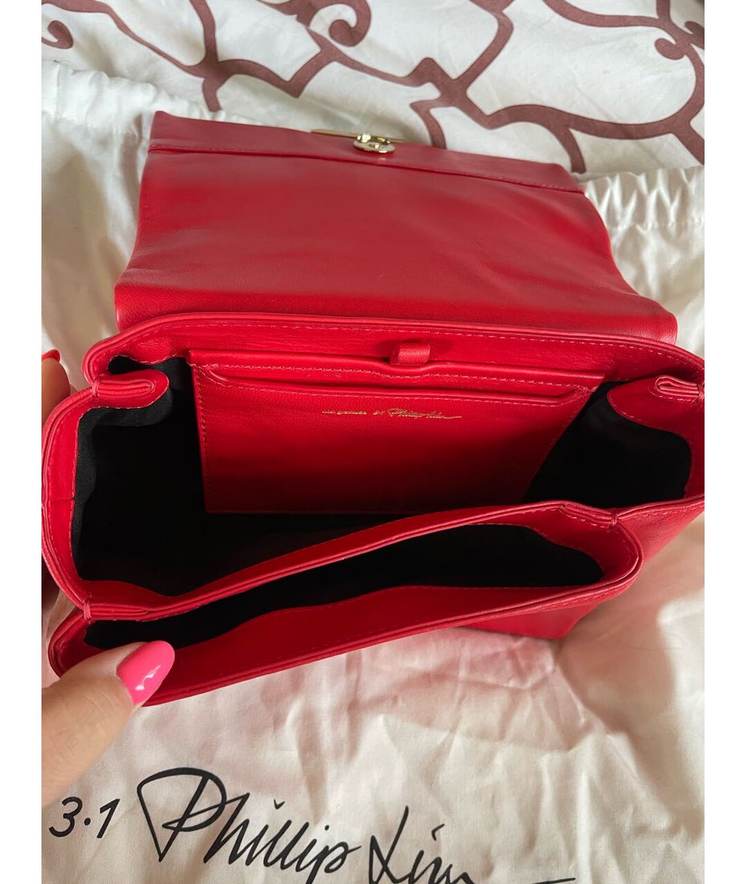 3.1 PHILLIP LIM Красная кожаная сумка тоут, фото 3