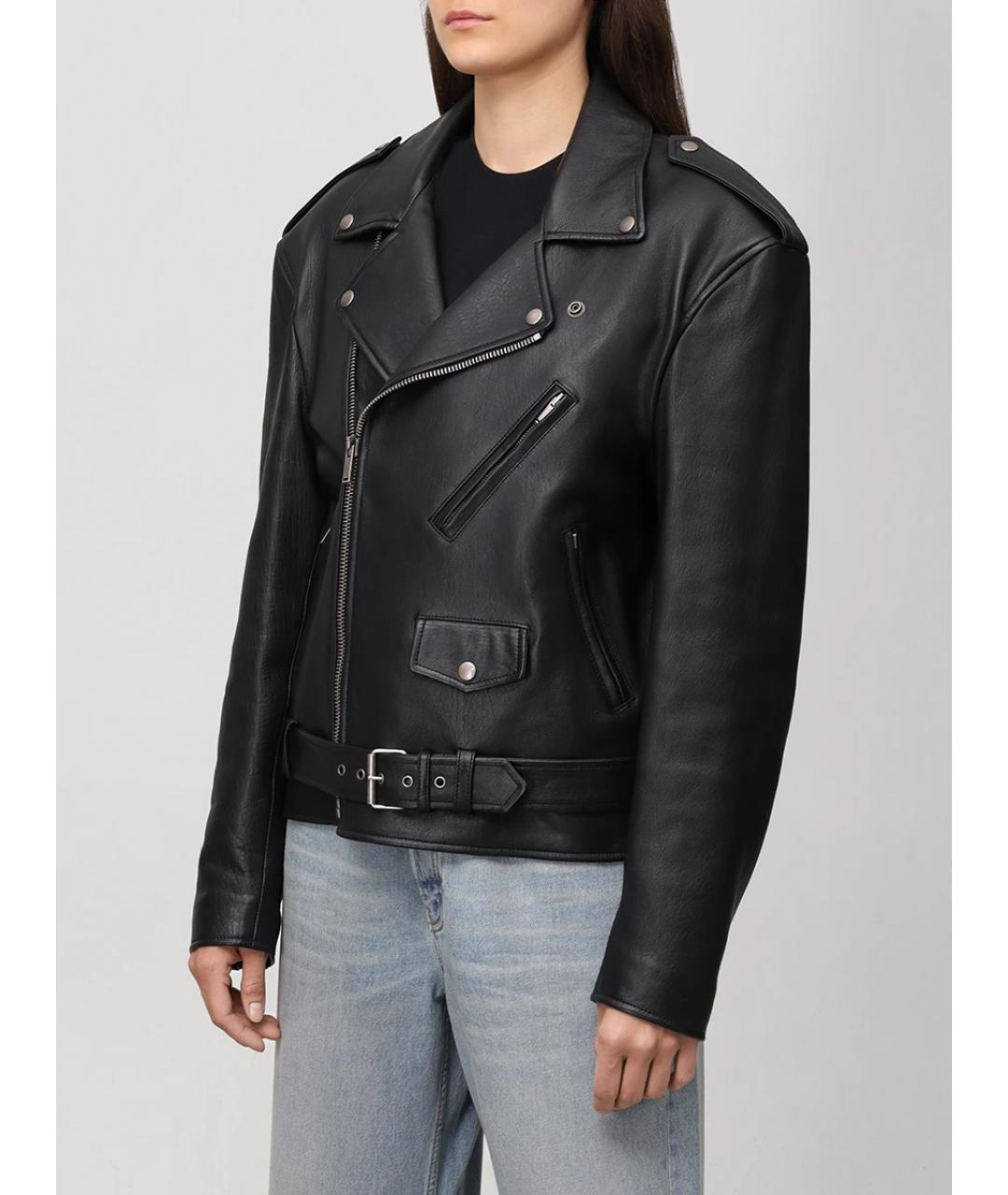 SAINT LAURENT Черная кожаная куртка, фото 4