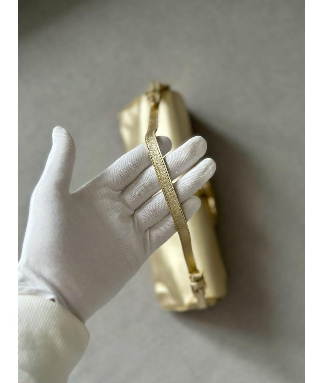 JIMMY CHOO Золотая кожаная сумка с короткими ручками, фото 6