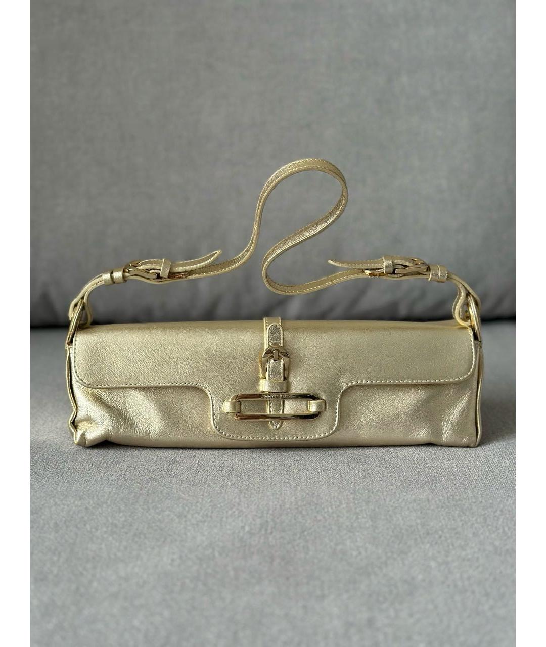 JIMMY CHOO Золотая кожаная сумка с короткими ручками, фото 3
