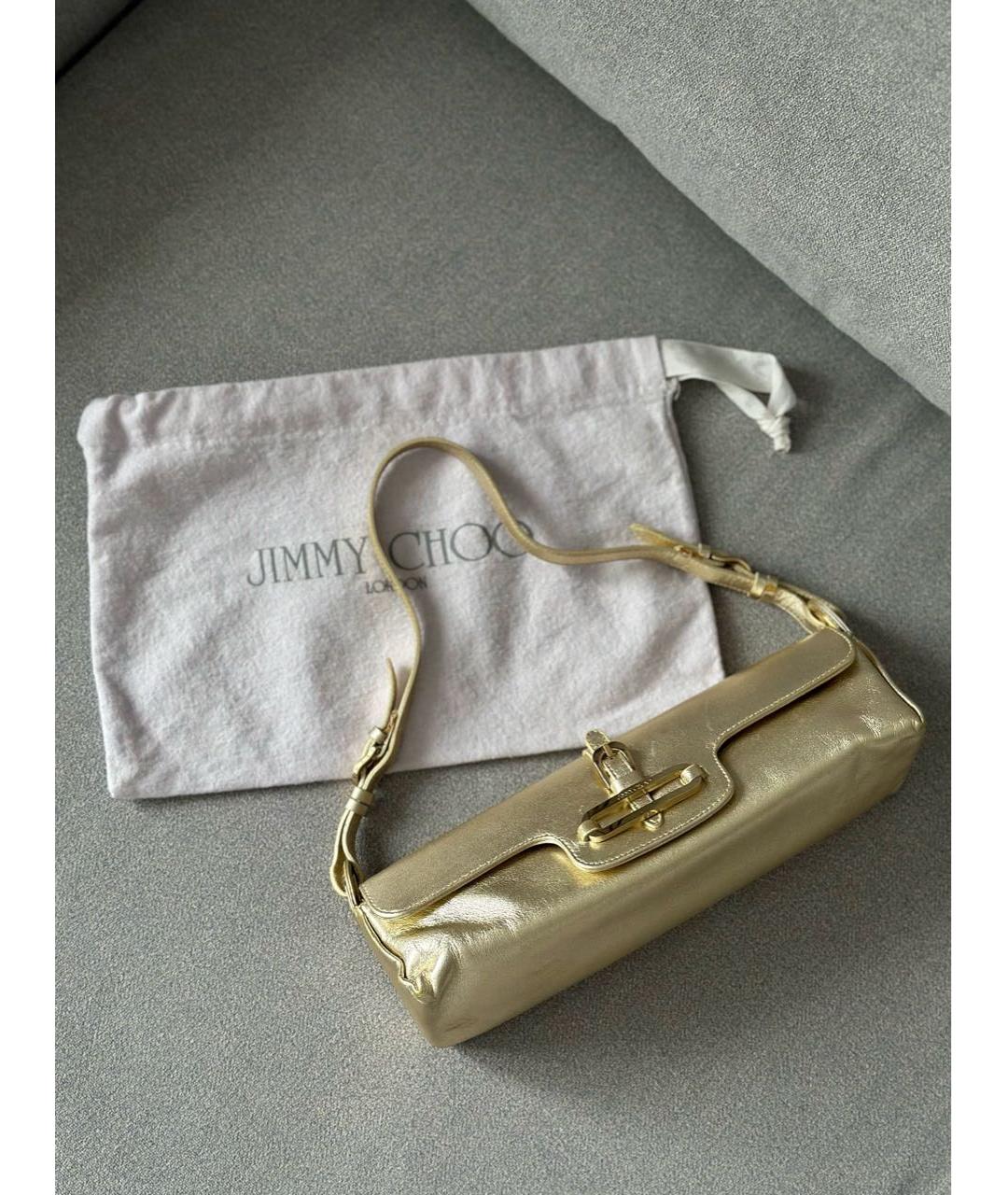 JIMMY CHOO Золотая кожаная сумка с короткими ручками, фото 2