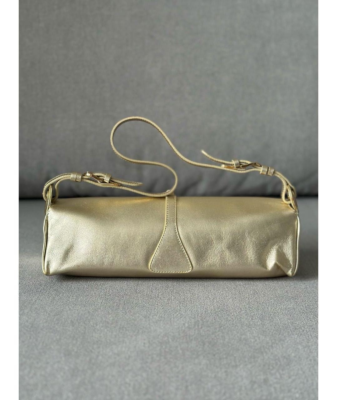 JIMMY CHOO Золотая кожаная сумка с короткими ручками, фото 4