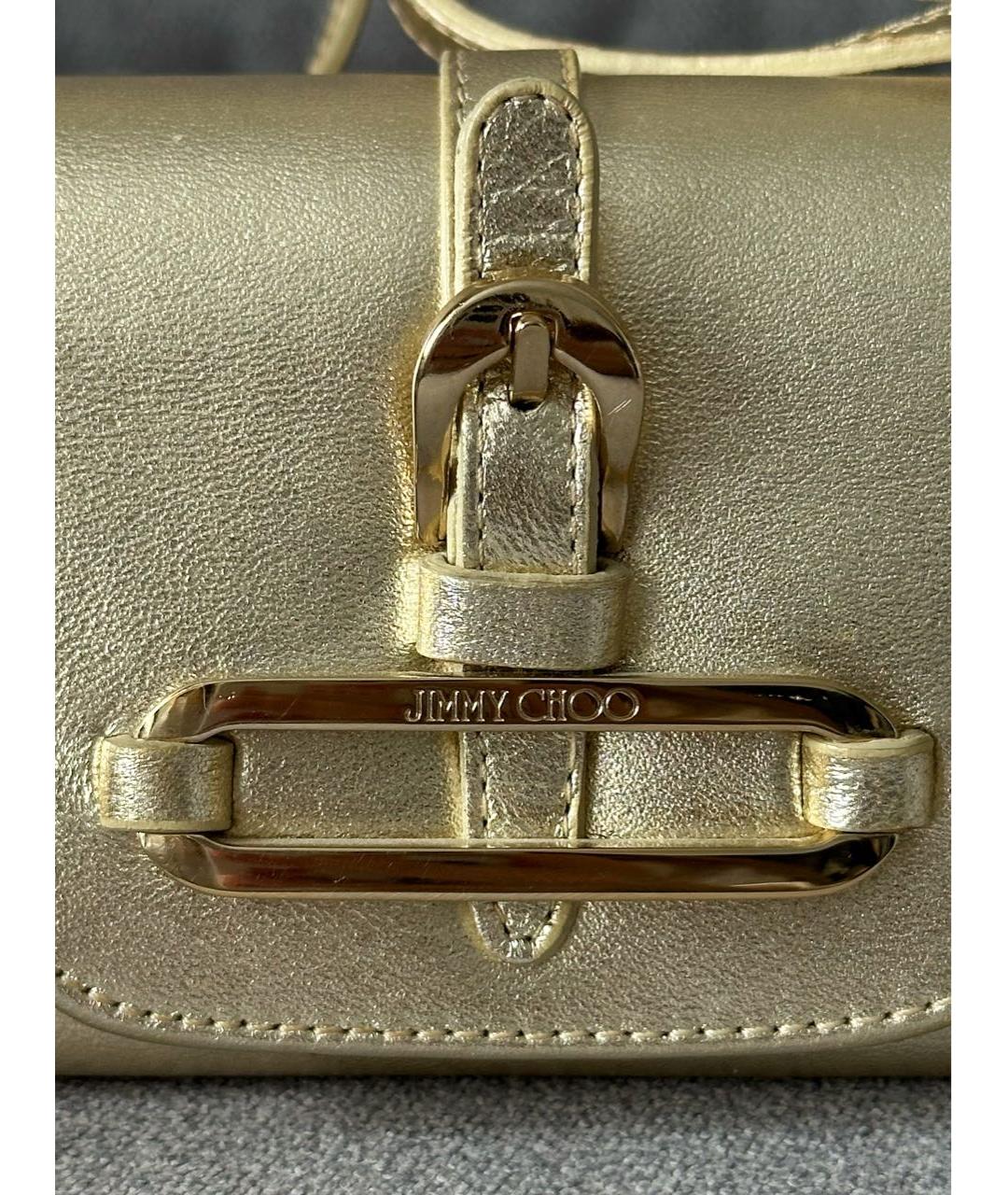 JIMMY CHOO Золотая кожаная сумка с короткими ручками, фото 7