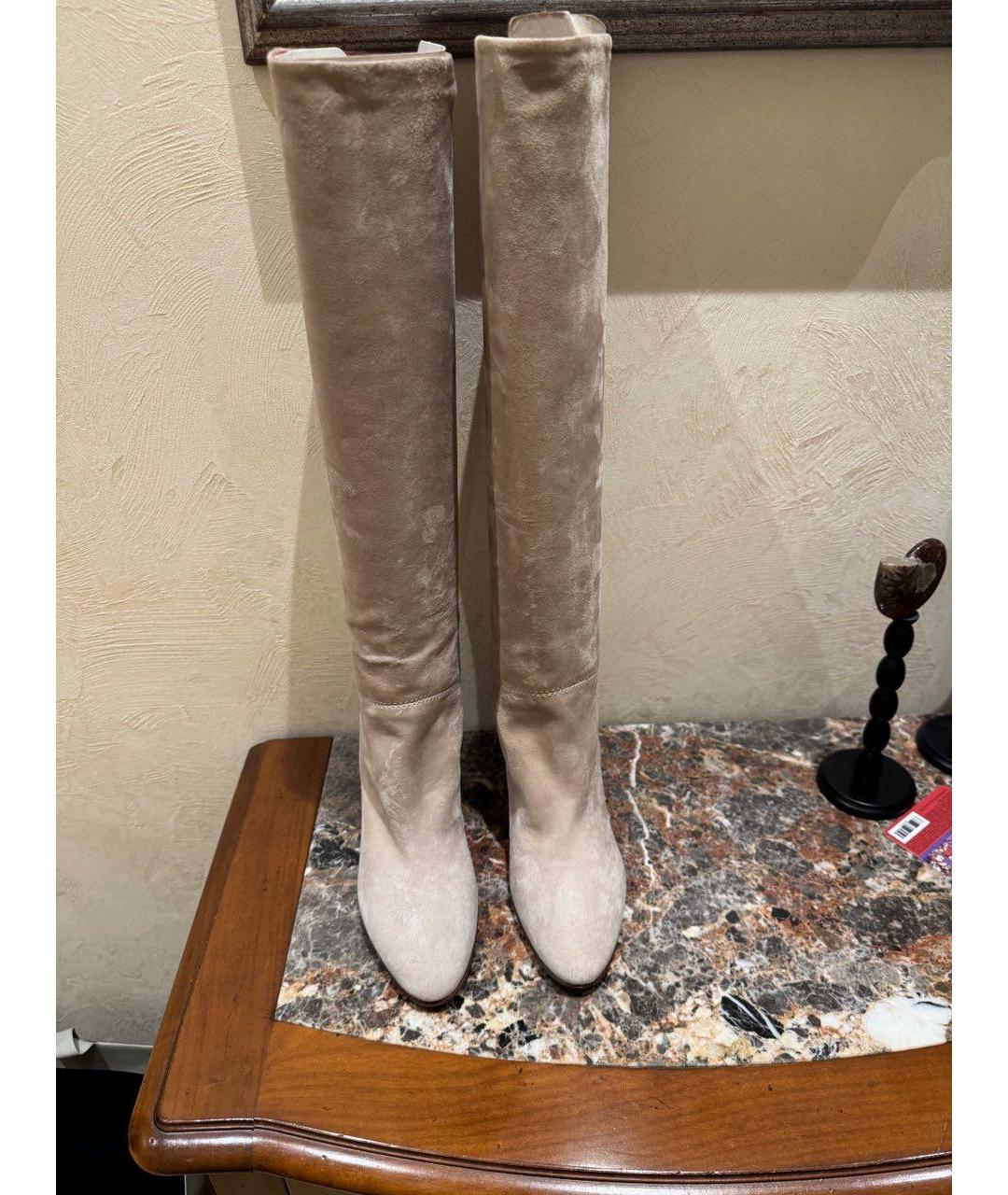 VALENTINO Бежевые замшевые сапоги, фото 2