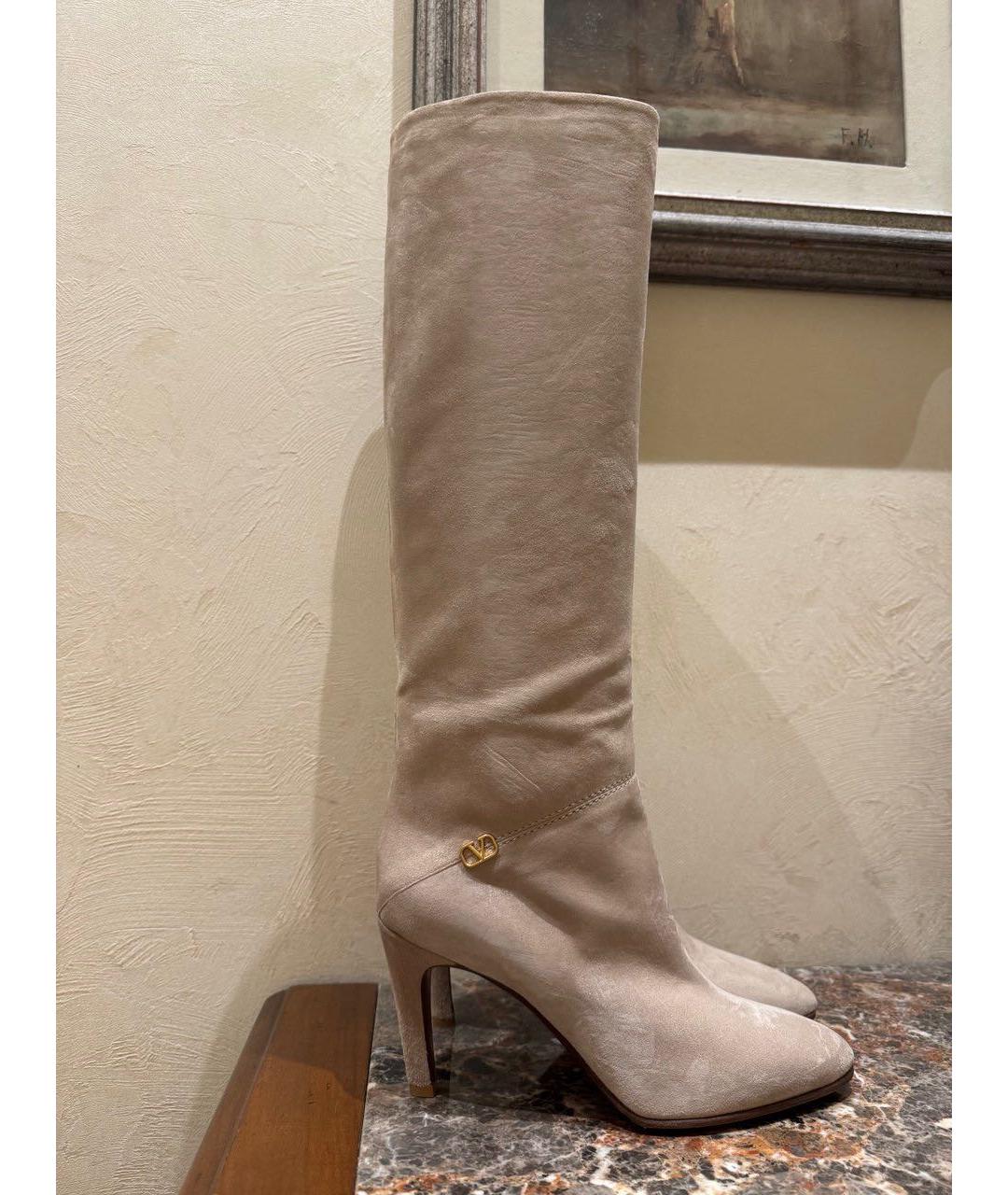 VALENTINO Бежевые замшевые сапоги, фото 9
