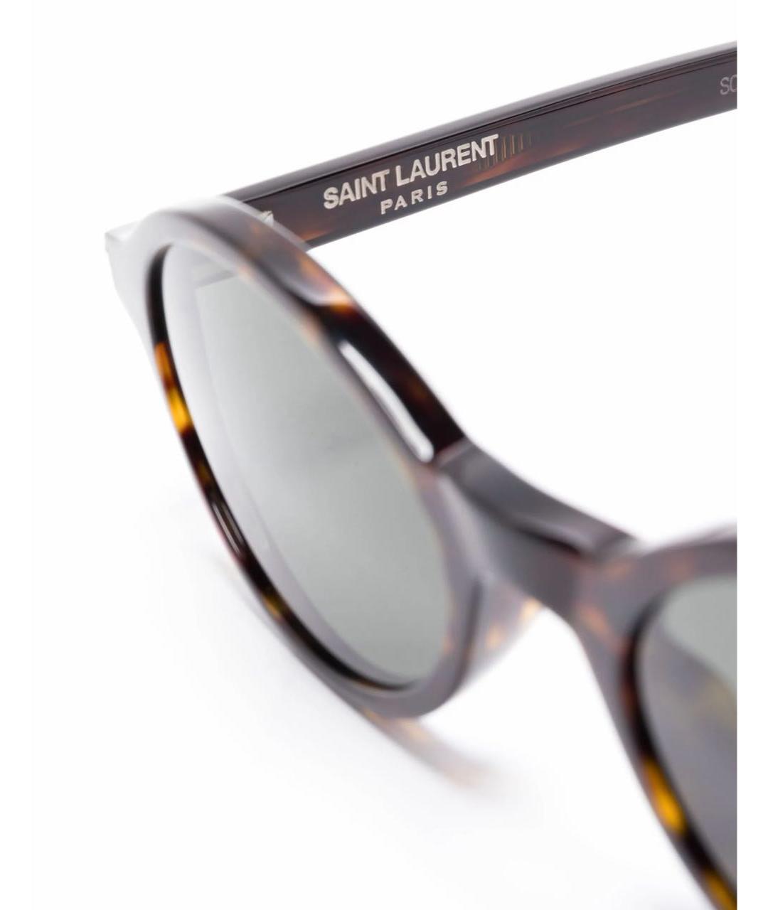 SAINT LAURENT Коричневые пластиковые солнцезащитные очки, фото 3