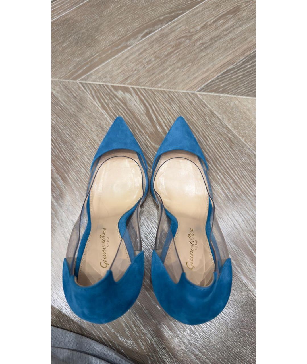 GIANVITO ROSSI Бирюзовые замшевые туфли, фото 3