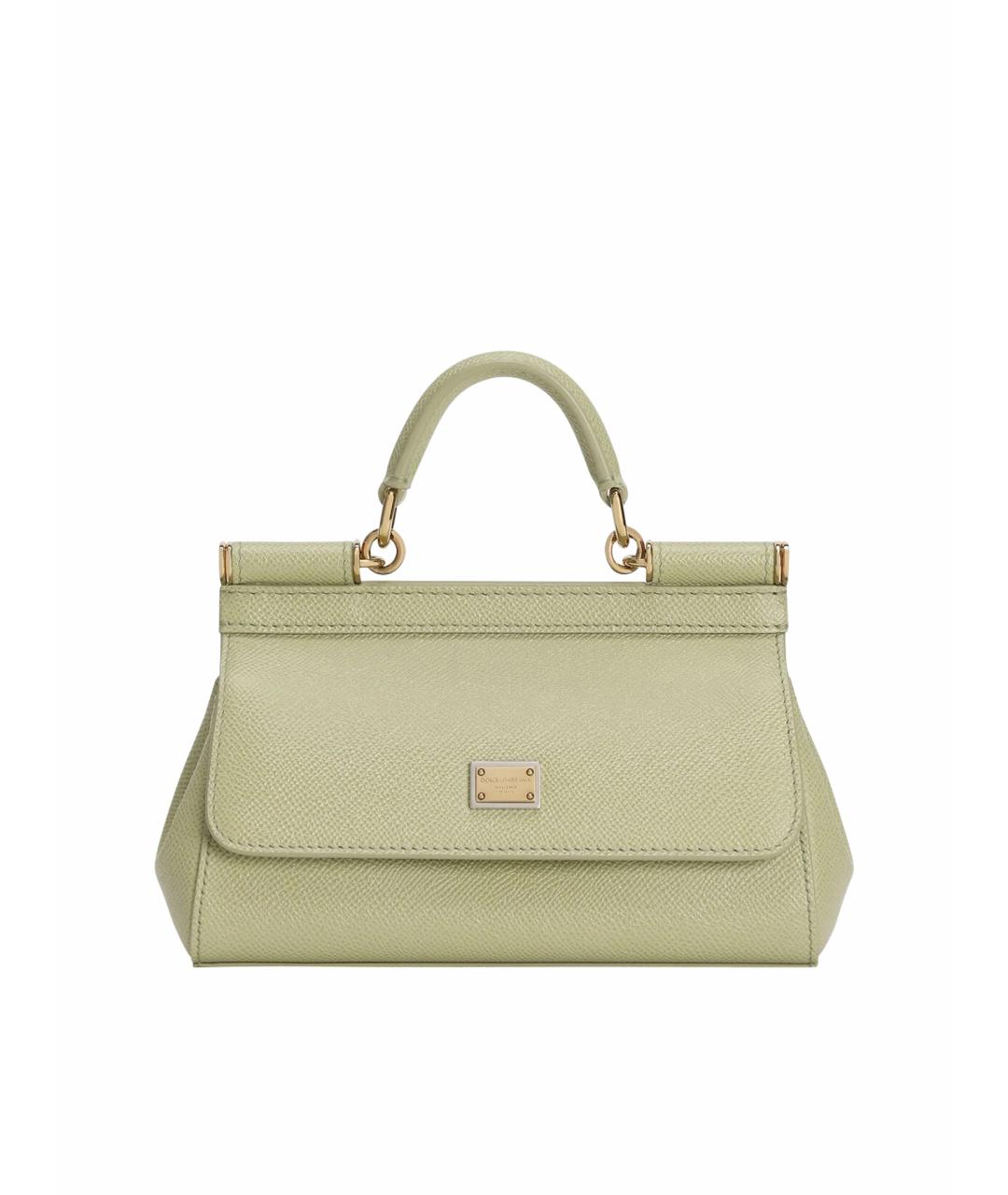 DOLCE&GABBANA Зеленая кожаная сумка с короткими ручками, фото 1