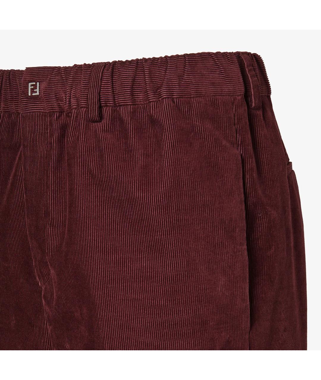 FENDI Красные хлопковые повседневные брюки, фото 4
