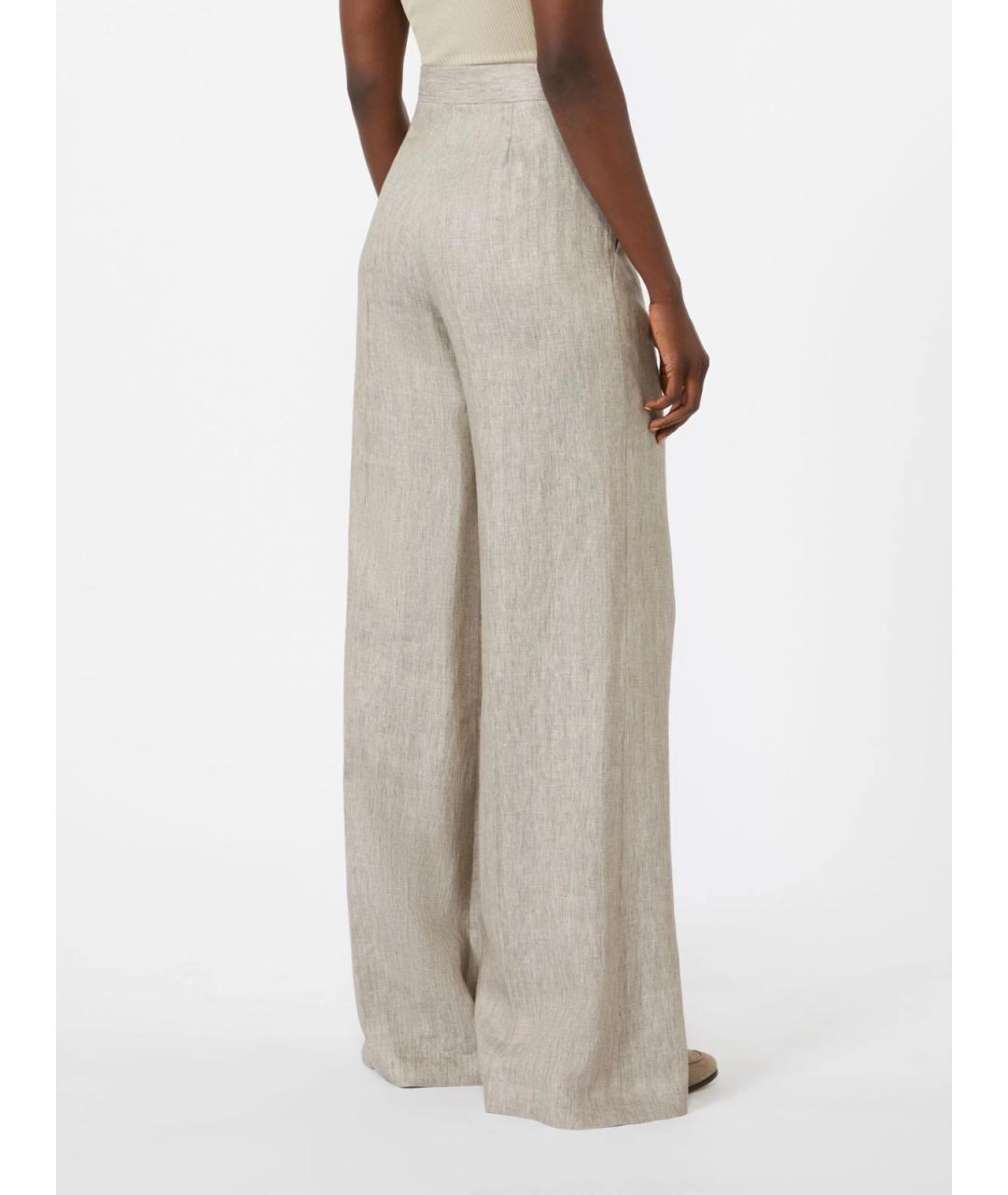 MAX MARA Серые льняные прямые брюки, фото 4