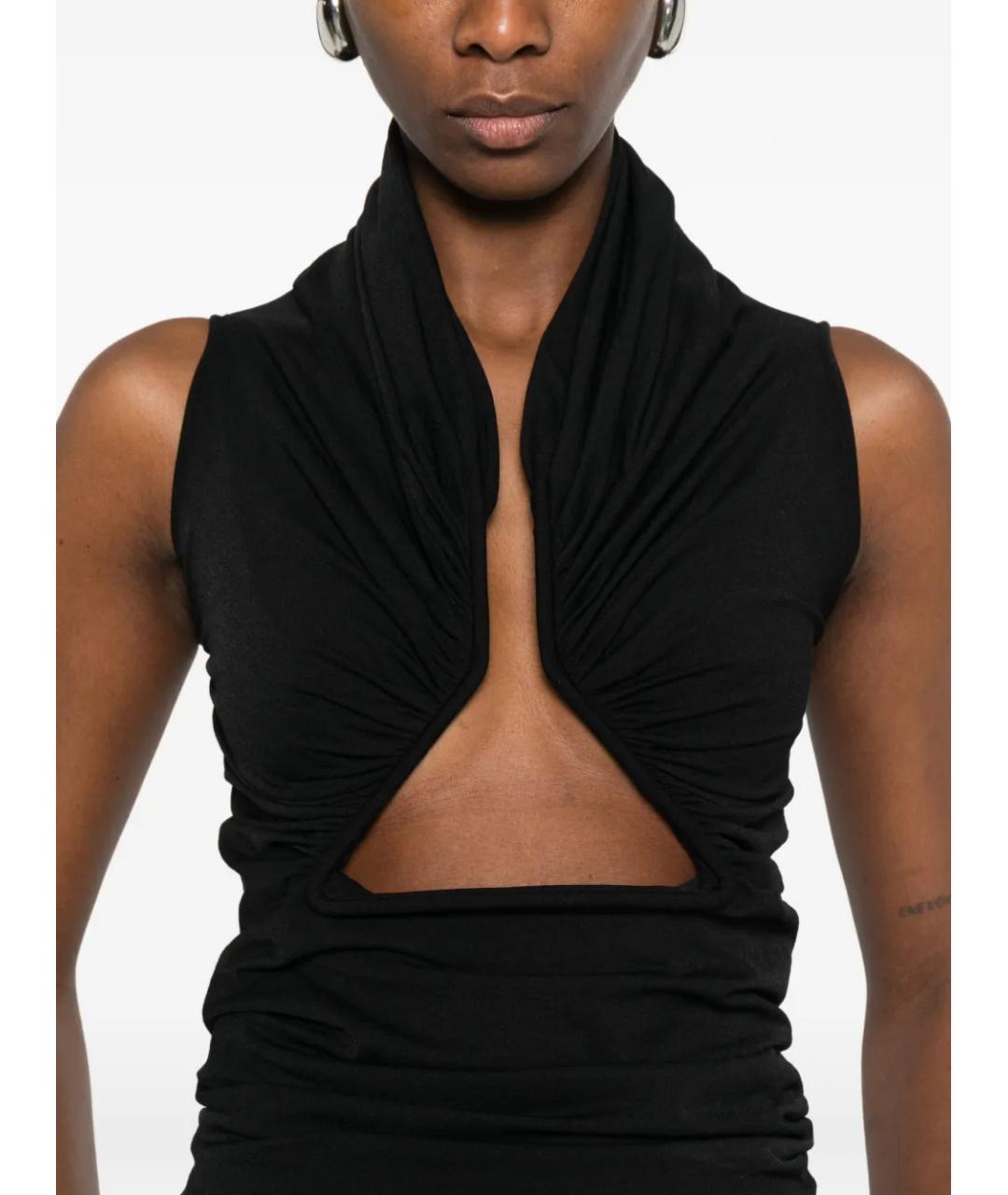 RICK OWENS Черная полиамидовая майка, фото 4