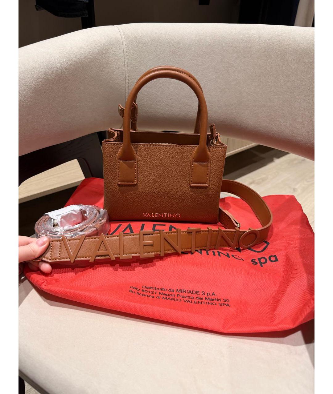 VALENTINO Коричневая сумка с короткими ручками из искусственной кожи, фото 2